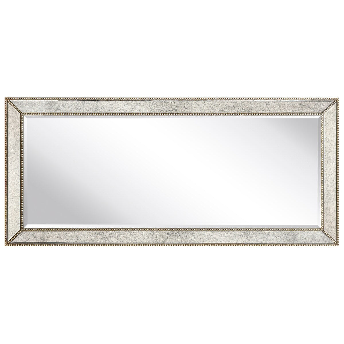 Champagne Bead Beveled Rectangular Wall Mirror - Clear