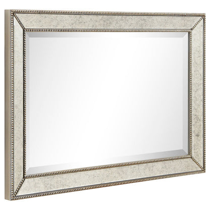 Champagne Bead Beveled Rectangular Wall Mirror - Clear