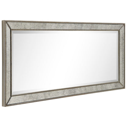Champagne Bead Beveled Rectangular Wall Mirror - Clear