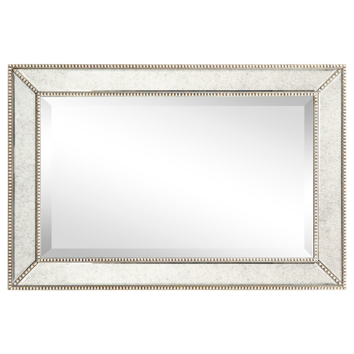 Champagne Bead Beveled Rectangular Wall Mirror - Clear