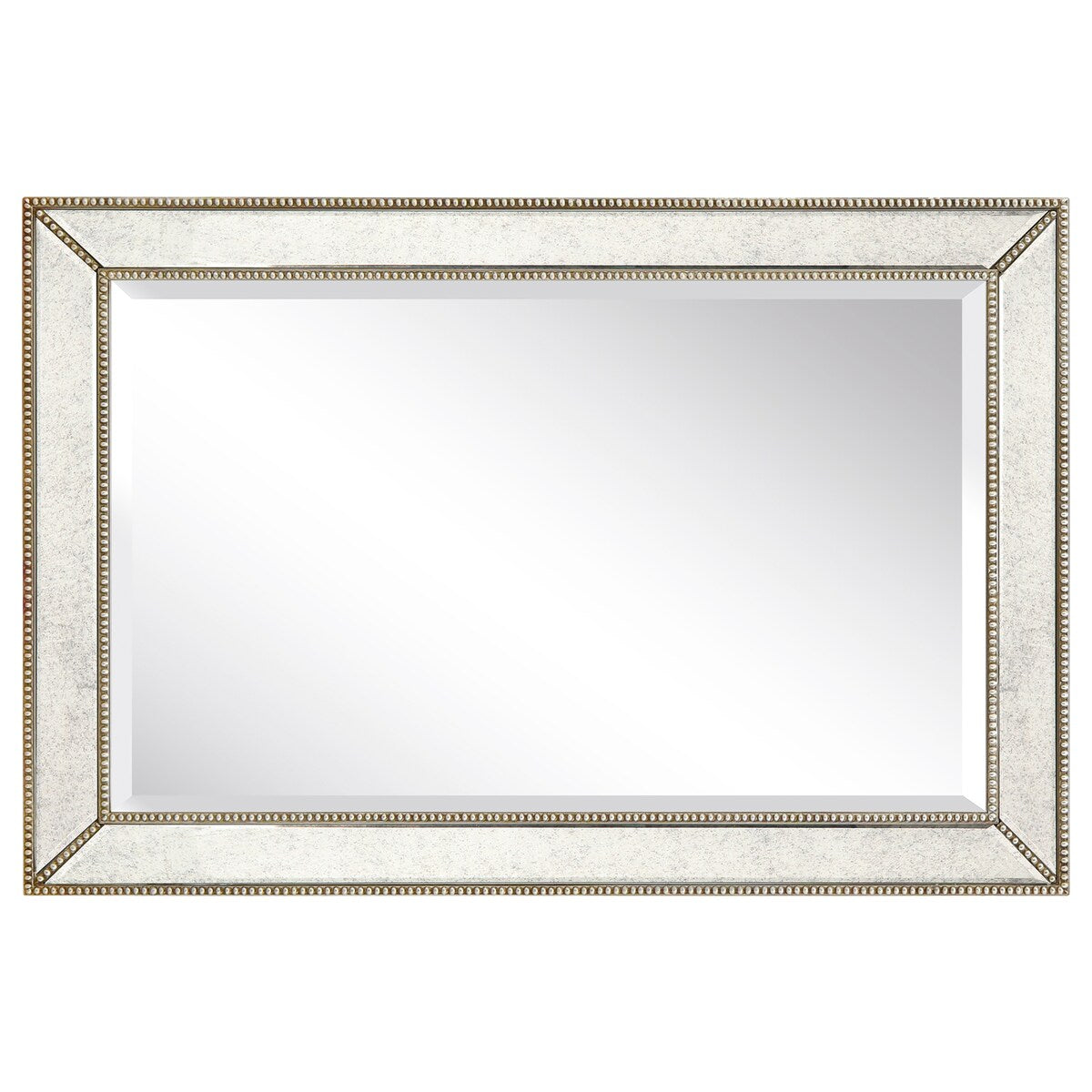 Champagne Bead Beveled Rectangular Wall Mirror - Clear