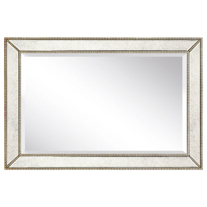 Champagne Bead Beveled Rectangular Wall Mirror - Clear