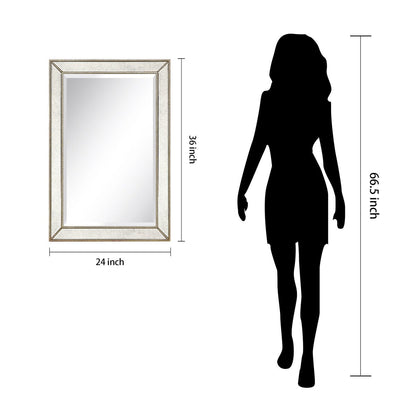 Champagne Bead Beveled Rectangular Wall Mirror - Clear