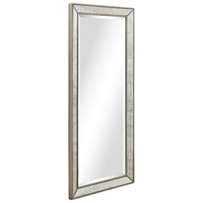 Champagne Bead Beveled Rectangular Wall Mirror - Clear