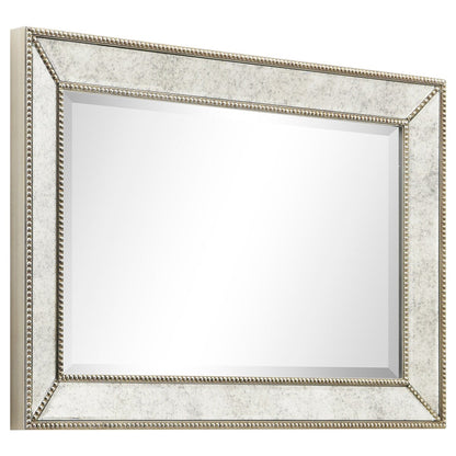 Champagne Bead Beveled Rectangular Wall Mirror - Clear