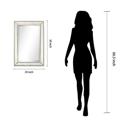 Champagne Bead Beveled Rectangular Wall Mirror - Clear