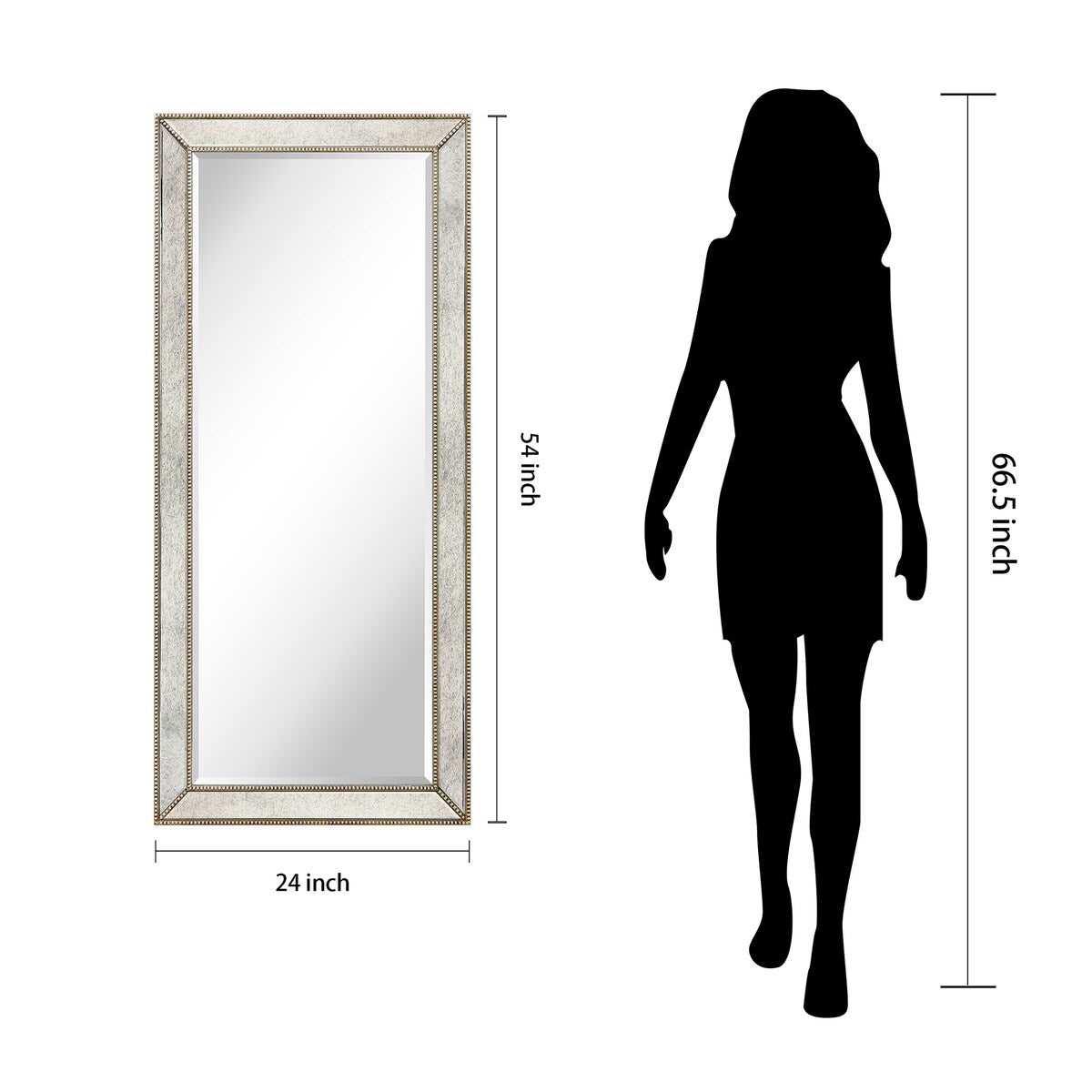 Champagne Bead Beveled Rectangular Wall Mirror - Clear