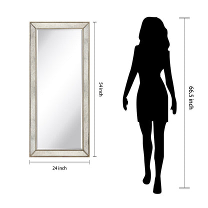 Champagne Bead Beveled Rectangular Wall Mirror - Clear