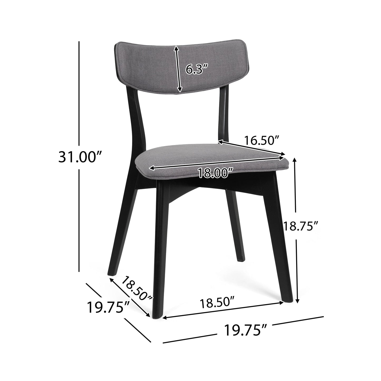 Chazz Mid-Century Modern Upholstered Rubberwood Dining Chairs (Set of 2/4) by Christopher Knight Home