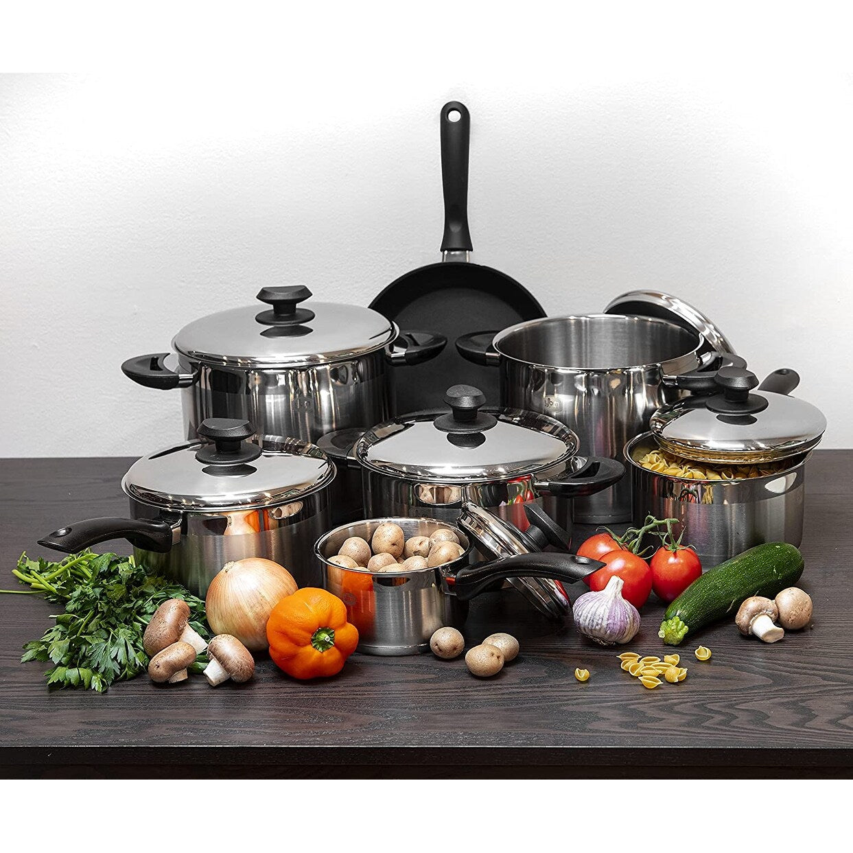 YBM Home Professional Chef’s 18/10 Stainless Steel Sauce Pot Covered Tri-Ply Capsule Base With Handle, Induction Compatible