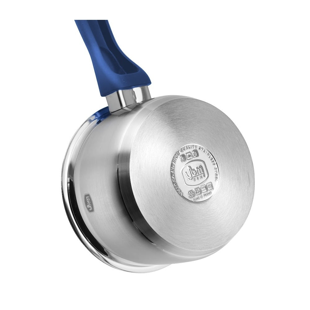 YBM Home Professional Chef’s 18/10 Stainless Steel Sauce Pot Covered Tri-Ply Capsule Base With Handle, Induction Compatible