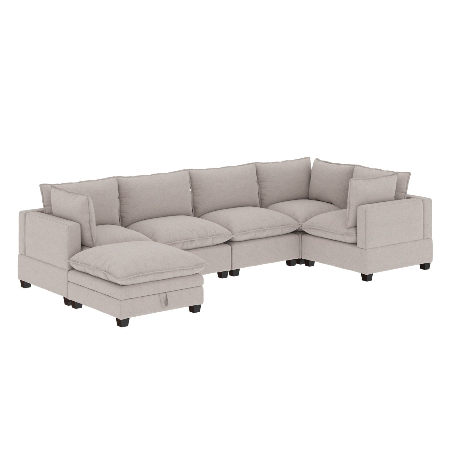 Chelsea Modern Cloud Modular Upholstered Sofa with Deep Seat and Plush Cushions