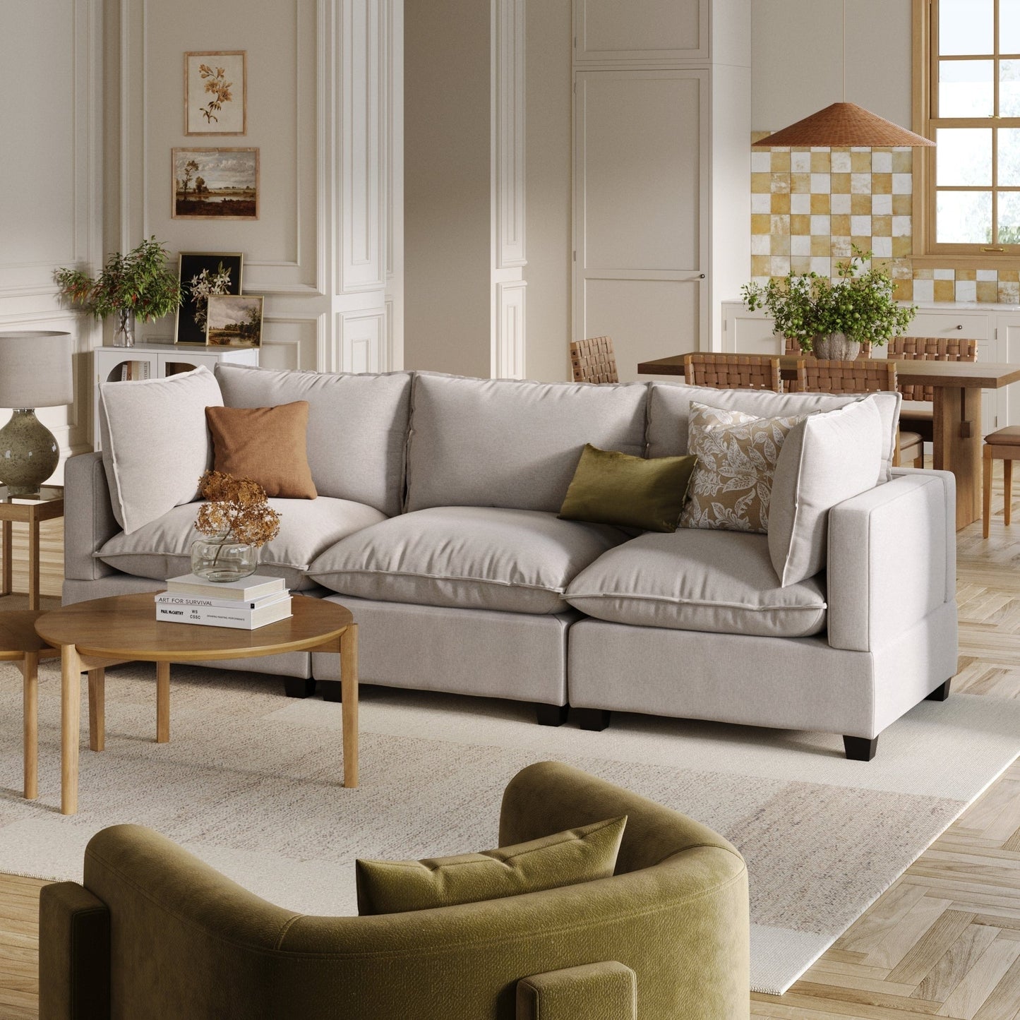 Chelsea Modern Cloud Modular Upholstered Sofa with Deep Seat and Plush Cushions