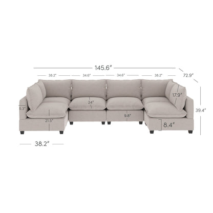 Chelsea Modern Cloud Modular Upholstered Sofa with Deep Seat and Plush Cushions