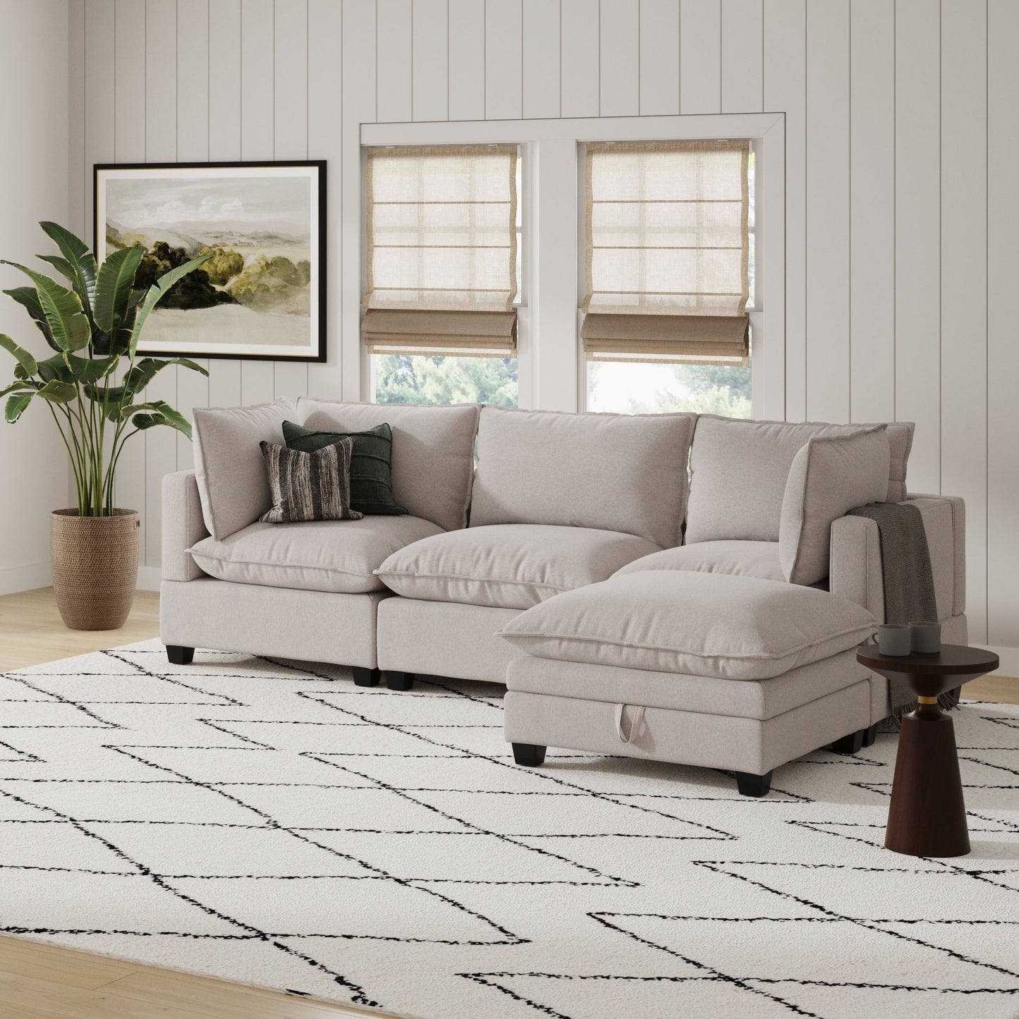 Chelsea Modern Cloud Modular Upholstered Sofa with Deep Seat and Plush Cushions