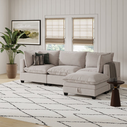 Chelsea Modern Cloud Modular Upholstered Sofa with Deep Seat and Plush Cushions