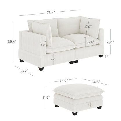 Chelsea Modern Cloud Modular Upholstered Sofa with Deep Seat and Plush Cushions