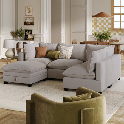 Chelsea Modern Cloud Modular Upholstered Sofa with Deep Seat and Plush Cushions