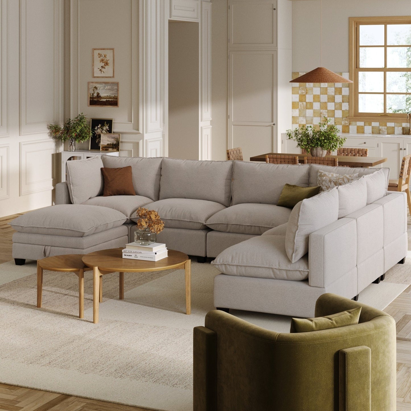 Chelsea Modern Cloud Modular Upholstered Sofa with Deep Seat and Plush Cushions