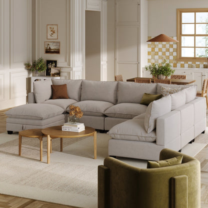 Chelsea Modern Cloud Modular Upholstered Sofa with Deep Seat and Plush Cushions