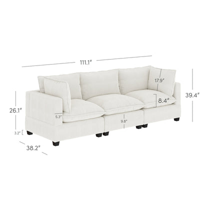 Chelsea Modern Cloud Modular Upholstered Sofa with Deep Seat and Plush Cushions