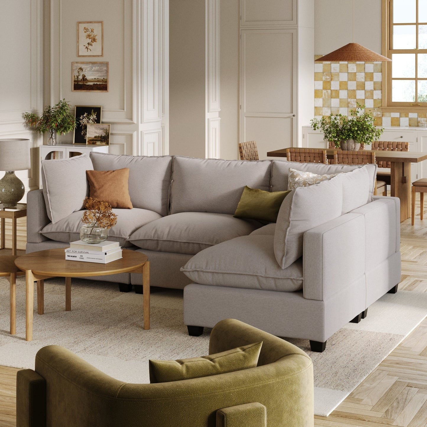 Chelsea Modern Cloud Modular Upholstered Sofa with Deep Seat and Plush Cushions