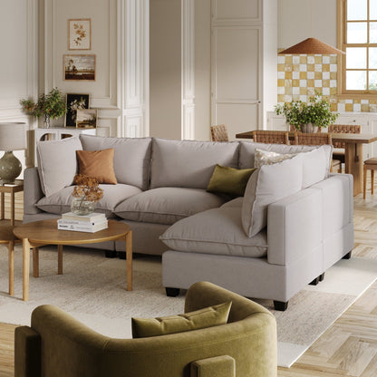 Chelsea Modern Cloud Modular Upholstered Sofa with Deep Seat and Plush Cushions