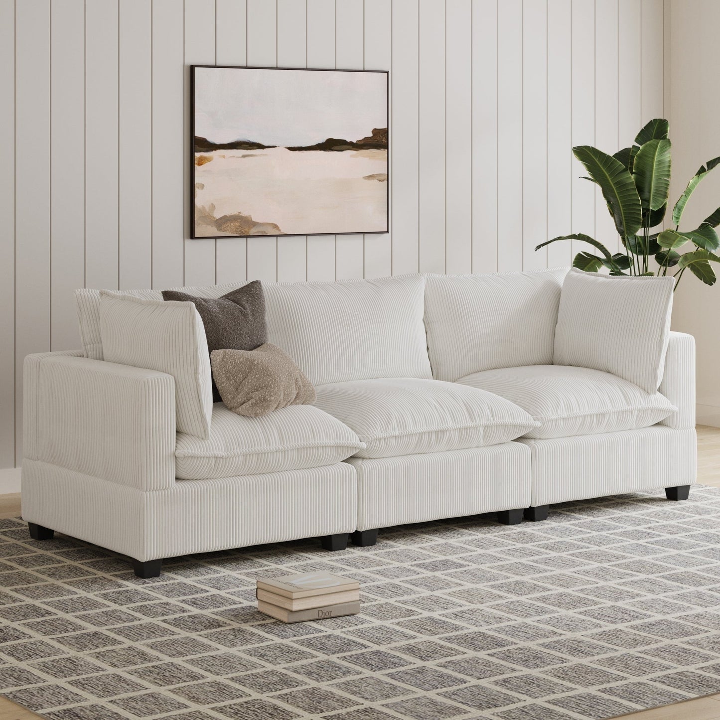 Chelsea Modern Cloud Modular Upholstered Sofa with Deep Seat and Plush Cushions