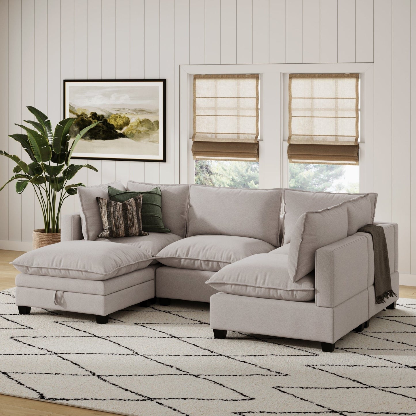 Chelsea Modern Cloud Modular Upholstered Sofa with Deep Seat and Plush Cushions