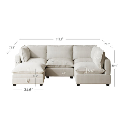 Chelsea Modern Cloud Modular Upholstered Sofa with Deep Seat and Plush Cushions