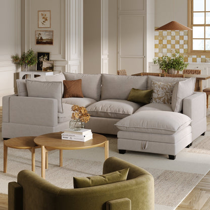 Chelsea Modern Cloud Modular Upholstered Sofa with Deep Seat and Plush Cushions