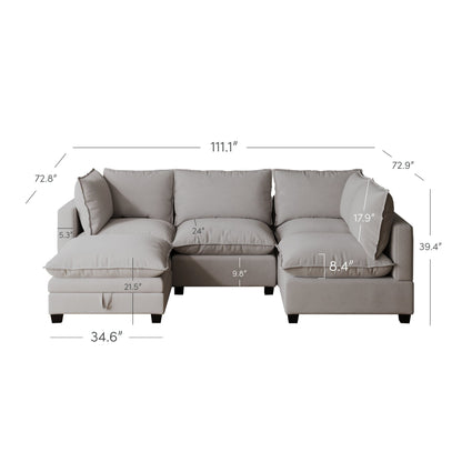 Chelsea Modern Cloud Modular Upholstered Sofa with Deep Seat and Plush Cushions