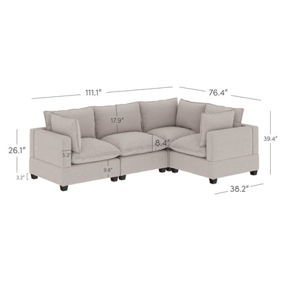 Chelsea Modern Cloud Modular Upholstered Sofa with Deep Seat and Plush Cushions