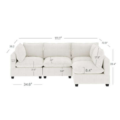Chelsea Modern Cloud Modular Upholstered Sofa with Deep Seat and Plush Cushions