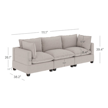 Chelsea Modern Cloud Modular Upholstered Sofa with Deep Seat and Plush Cushions