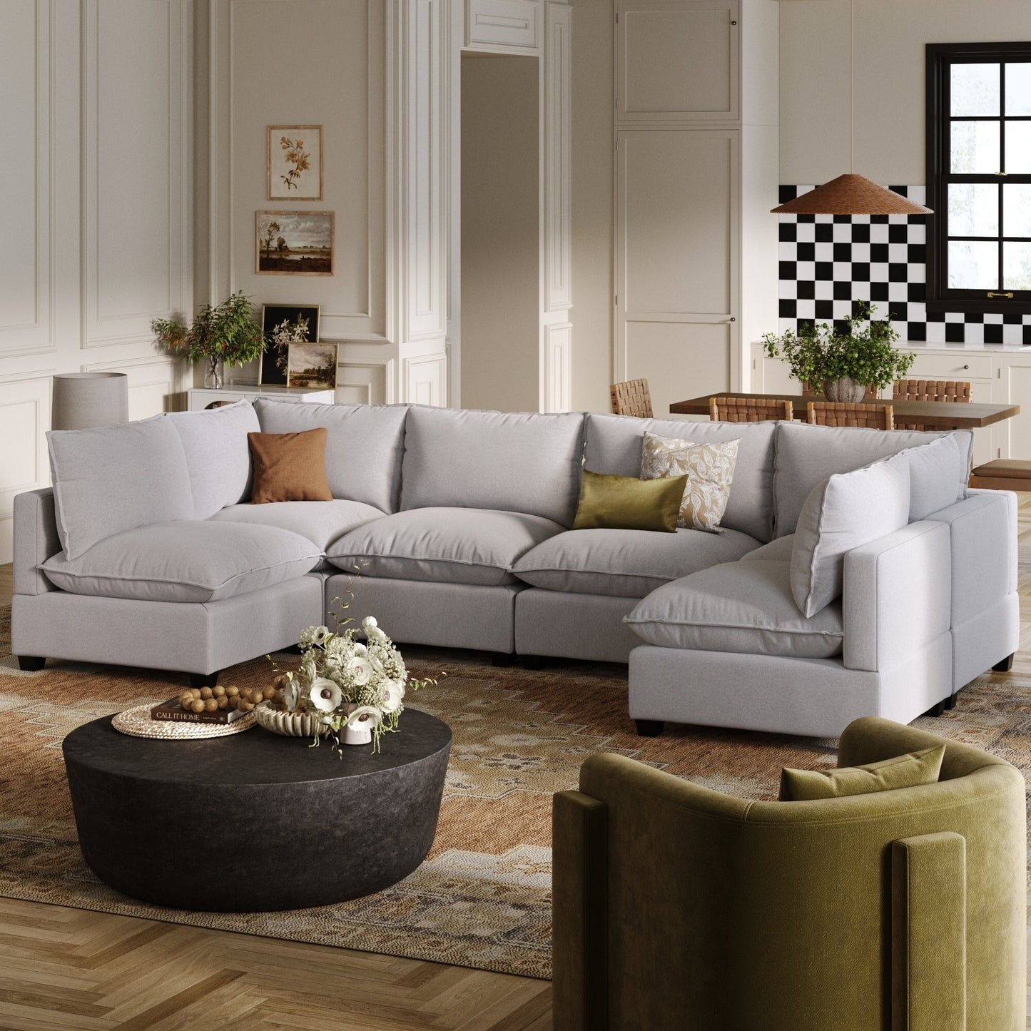 Chelsea Modern Cloud Modular Upholstered Sofa with Deep Seat and Plush Cushions