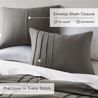 Chelsea Square Evans Pinch Pleated Soft Washed Boho Duvet Cover Set