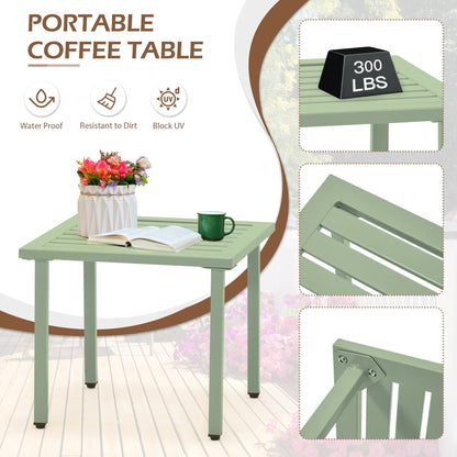 Outdoor Patio Set, Weatherproof Iron Bistro Table & Chairs, Floral Back Design, Space-Saving（Green/ Blue/ Yellow/ Black）