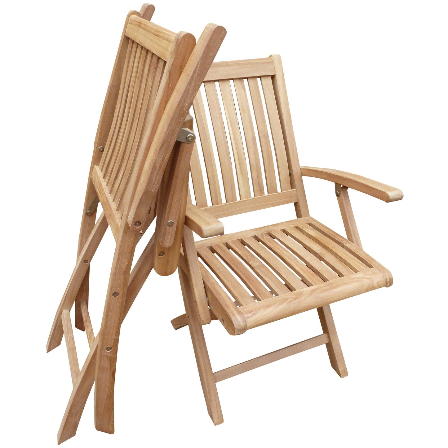 Seven Seas Teak 3 Piece Teak Wood Long Beach Patio Bistro Dining Set, 36 Round Folding Table with 2 Folding Arm Chairs