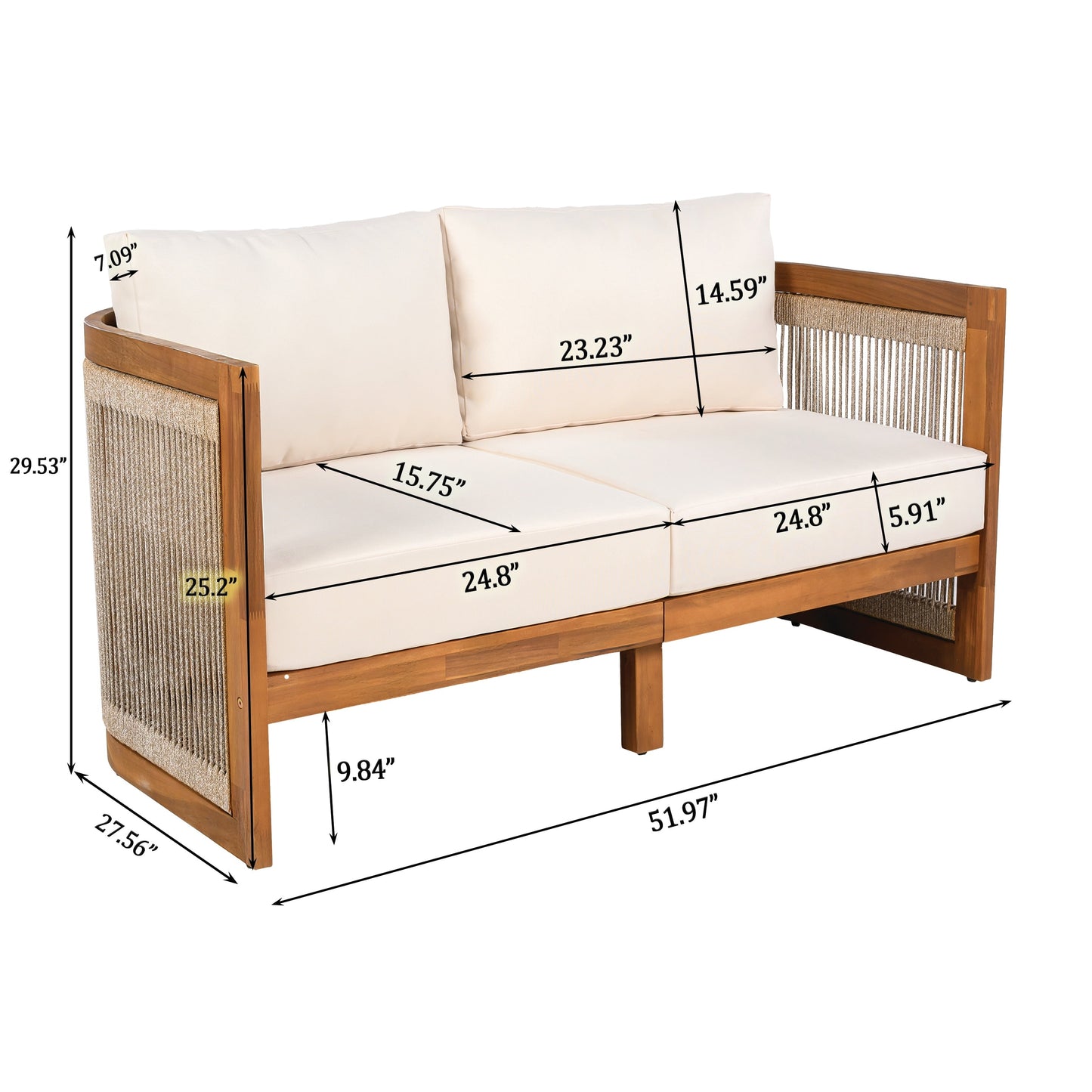 Christopher Knight Home- Sophia 4-piece Acacia Wood Outdoor Conversation Set