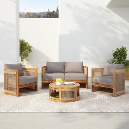 Christopher Knight Home- Sophia 4-piece Acacia Wood Outdoor Conversation Set