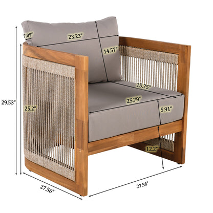 Christopher Knight Home- Sophia 4-piece Acacia Wood Outdoor Conversation Set