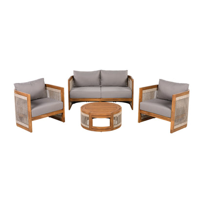 Christopher Knight Home- Sophia 4-piece Acacia Wood Outdoor Conversation Set