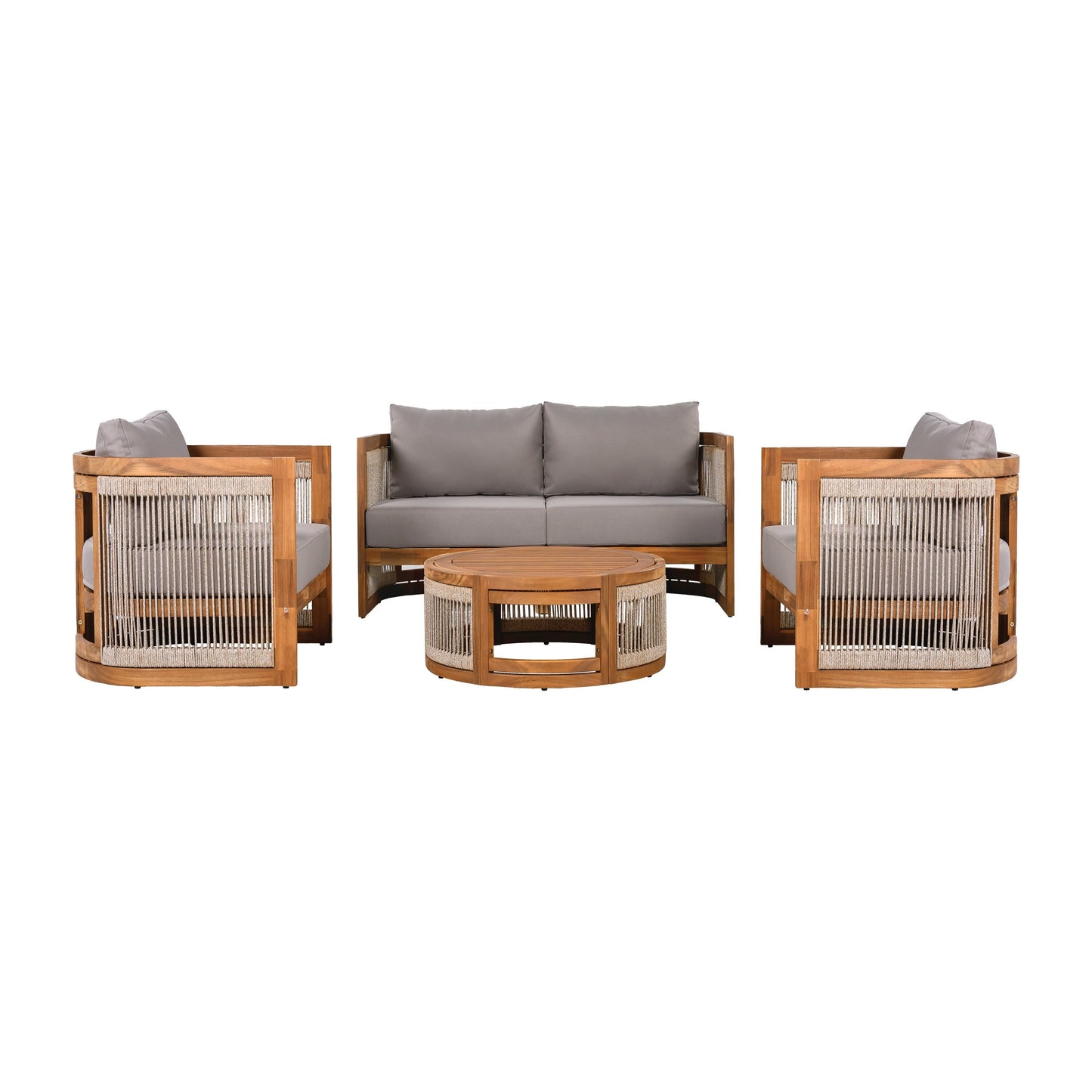 Christopher Knight Home- Sophia 4-piece Acacia Wood Outdoor Conversation Set