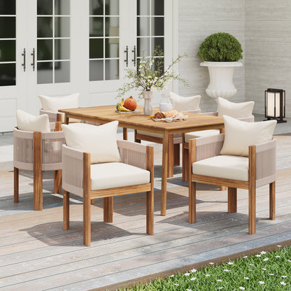 Christopher Knight Home-Benjamin Acacia Wood Outdoor 7-Piece Dining Set