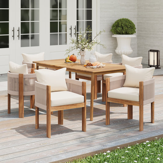 Christopher Knight Home-Benjamin Acacia Wood Outdoor 7-Piece Dining Set