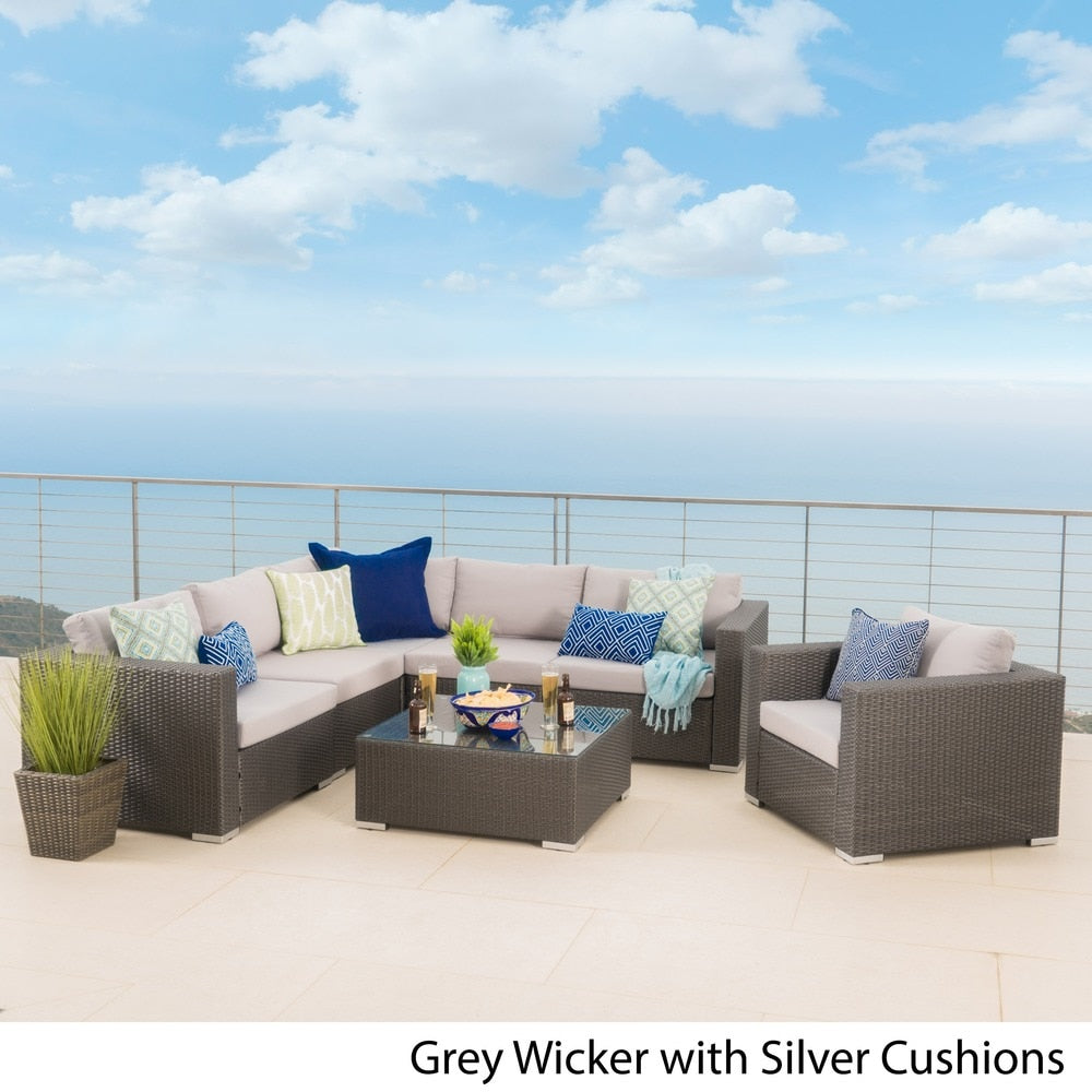 Christopher Knight Home Santa Rosa Outdoor 7-piece Wicker Seating Sectional Set