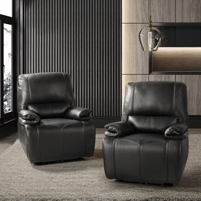 Clara Genuine Leather Power Recliner with Cushion Padded, Set of 2