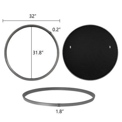 Classic Wooden Frame Farmhouse Round Wall Mirror