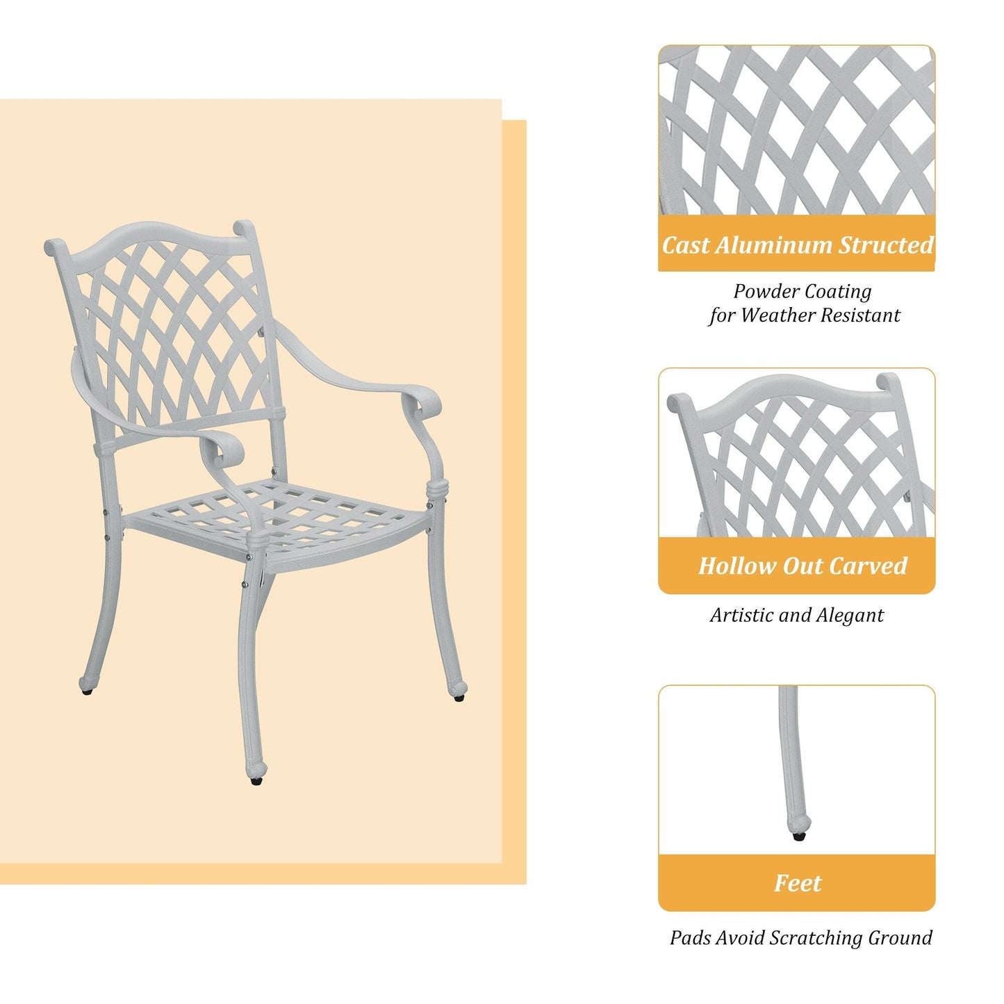 Clihome 5 Piece Outdoor Cast Aluminum Patio Dining Set